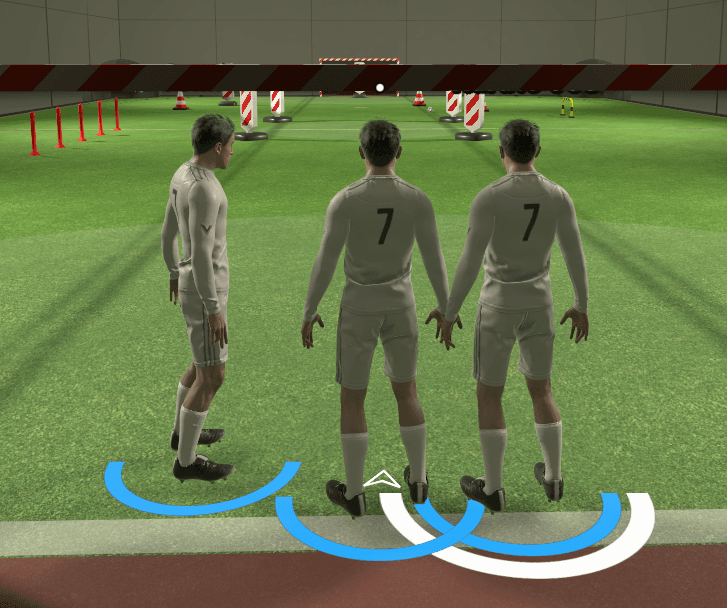 Three CR7 clones debating who has the best goalkeeping skills.